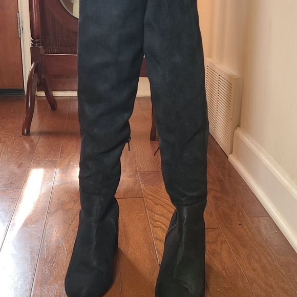 Black Suede Knee High Boots - Picture 3 of 3
